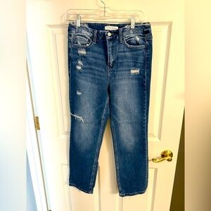 Flying Monkey Dark Blue Distressed Cropped Jeans